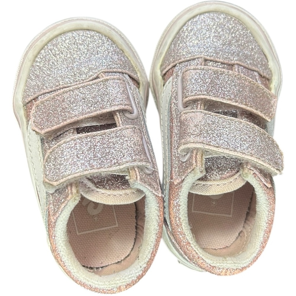 Vans toddler Old Skool V pink glitter Skate Shoe - Limited Edition Sz 3